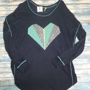 Honeydew Intimates Black and Green Heart Sweatshirt
